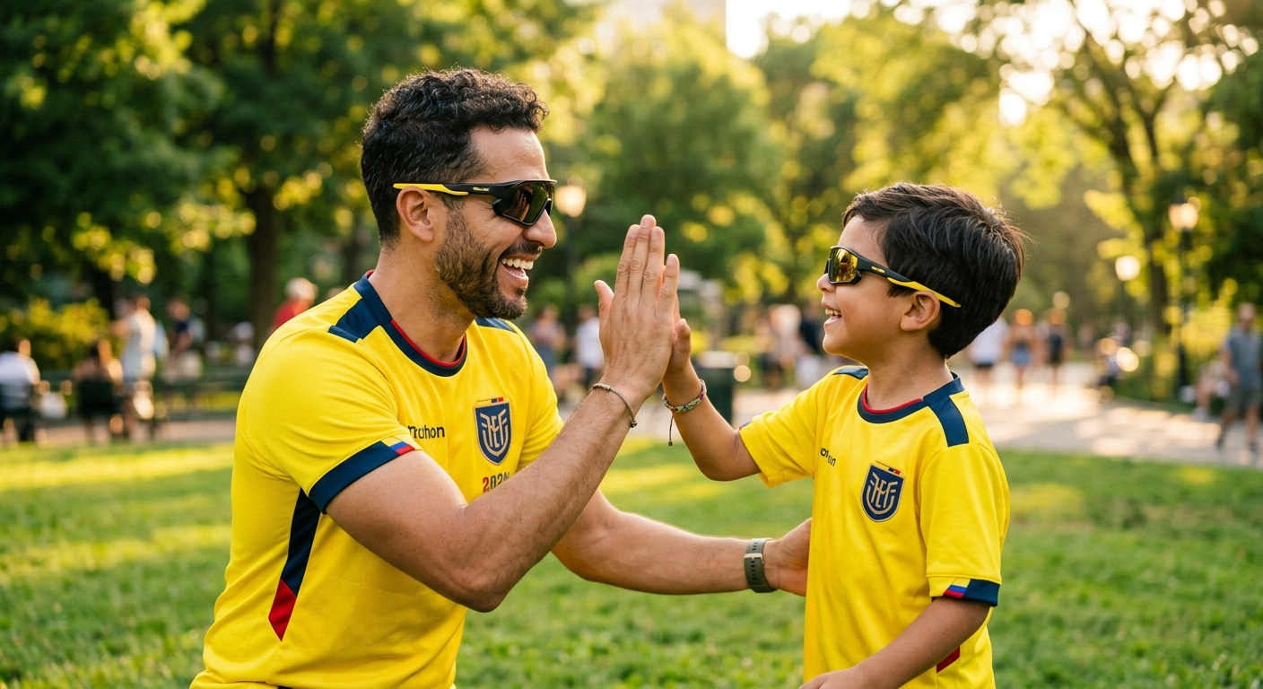 Padre e hijo con Gafas La Tri